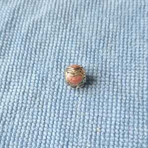 Heart Charm Bead in Pink and Silver